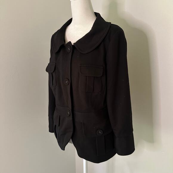 Sandro black button front jacket coat size M - Picture 3 of 12